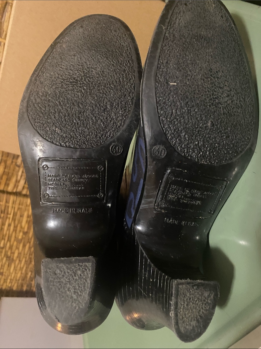 GUC Marc by Marc Jacobs made in Italy black blue hearts Rain Boot EU 40 us 9 1/2 - Picture 8 of 8